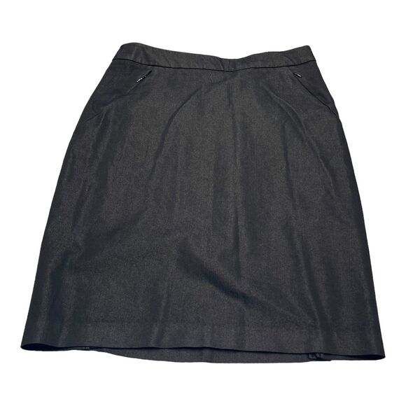 New York & Company A-Line Skirt Women's 6 Black Cotton Stretch Pockets Back Zip - Picture 1 of 7